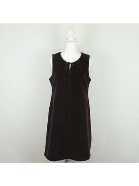 L.L. Bean Women's Size 6 Petite Brown Split Neck Pull Over Sheath Dress NWT